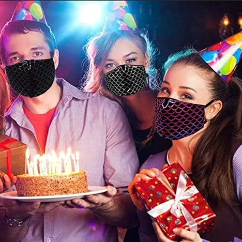 Vista 7 de Uoudio - Cubrebocas con cristal y diamantes de imitación moderno y reutilizable para mujeres y mascarada
