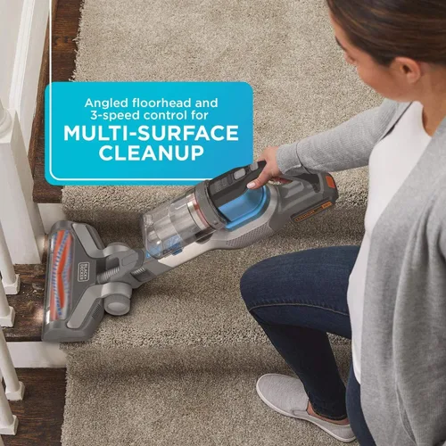 Vista 10 de Black+Decker Aspiradora inalámbrica, Powerseries Extreme, Aspiradora de palo recargable, cabezal intercambiable con accesorio para hendiduras