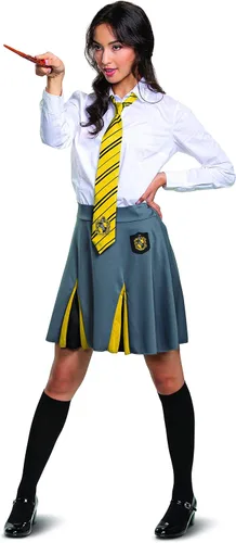 Vista 3 de Falda de Harry Potter, parte inferior de vestido temático de la casa del mundo mago, disfraz de Halloween para adultos y accesorio de fiesta, Gris