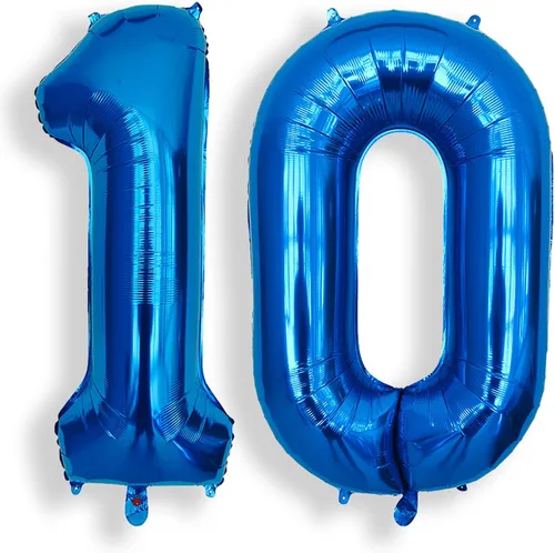 Vista 41 de AULE Globo azul de 40 pulgadas 0 con números grandes de cumpleaños del 0 al 9