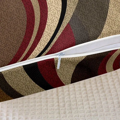 Vista 6 de Paquete de 4 fundas de almohada para exteriores, color rojo burdeos, juego de fundas de cojín geométricas cuadradas de color marrón y gris