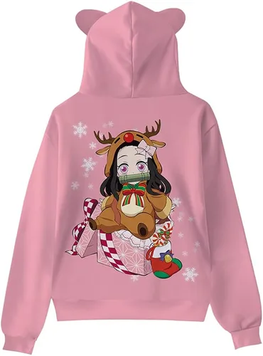Vista 2 de SodaMeow Sudadera con capucha de anime para mujer, sudadera unisex para hombre, casual, llavero gratis
