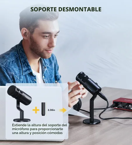 Vista 6 de MAONO Micrófono de podcast XLR, micrófono dinámico de estudio cardioide para grabación vocal, transmisión, voz en off, tecnología de aislamiento