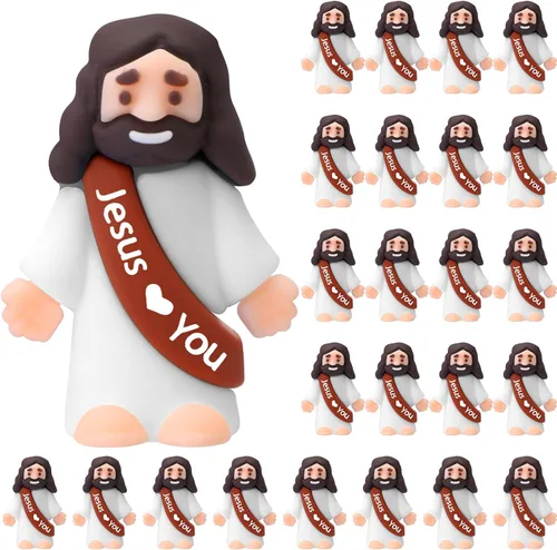 Vista 26 de Bememo 25 figuras de Jesús pequeñas figuras de Jesús, color blanco