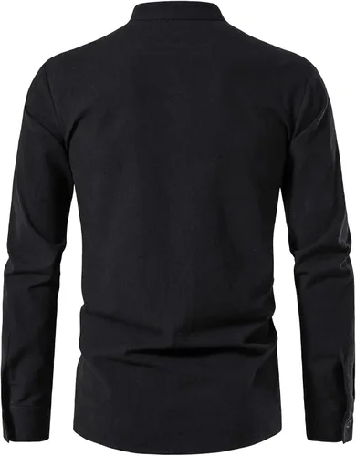 Vista 3 de LucMatton - Camisas de manga larga de estilo retro de algodón 100% para hombres de estilo medieval, vikingo o hippie