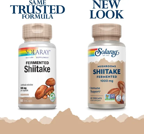 Vista 2 de SOLARAY Fermented Shiitake Mushroom 500mg Healthy Immune, Liver & Digestive Function Support Non-GMO & Vegan 60 VegCaps