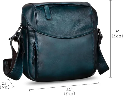 Vista 5 de IVTG Bolso de mensajero de cuero genuino para hombre, bolso de hombro cruzado, bolso casual para el trabajo, negocios, diario