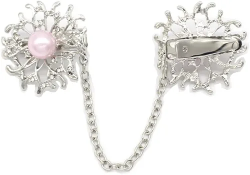 Vista 4 de HZYFP OY - Clips de cárdigan para suéter de perlas falsas para cuello de perlas y chal, clip antiguo para ropa para mujer