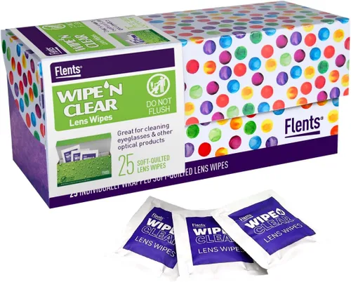 Vista 12 de Flents Wipe'N Clear Toallitas de limpieza biodegradables para lentes, envueltas individualmente, productos ecológicos, 20 unidades, fabricadas