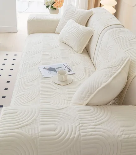 Vista 32 de Funda de sofá geométrica de granja para sofá, funda de terciopelo suave acolchada para sofá seccional, funda de sofá antideslizante para sofá, Gris