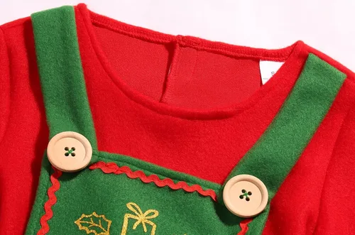 Vista 3 de Gorkonpy Disfraz de elfo para niñas y niños, traje de Navidad