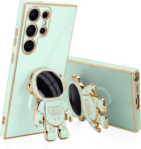 Vista 15 de Pepmune Compatible con Samsung Galaxy S22 5G Funda, Linda Funda de Astronauta 3D con Soporte Rectangular de Silicona Chapada con Protección Completa