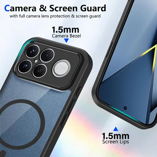 Vista 232 de Funda magnética transparente compatible con Xiaomi 17T, color negro 2 en 1 PC + TPU cubierta de teléfono a prueba de golpes, carcasa protectora