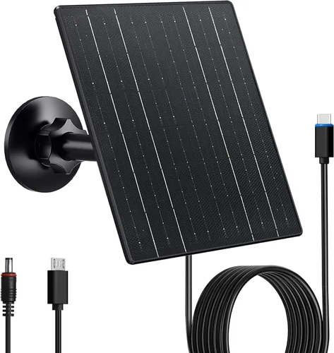 Vista 11 de Zivif Panel solar para cámara de seguridad al aire libre, cargador solar USB C de 10 W compatible con cámara recargable de 5 V, montaje ajustable