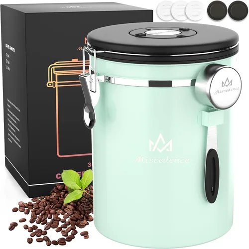 Vista 12 de Recipiente para café de 35OZ en color beige, de acero inoxidable 304, recipiente hermético de cocina para almacenamiento de café en grano o molido