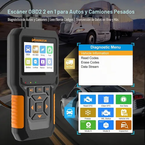 Vista 2 de Escáner de Camión Resistente, Herramienta de Diagnóstico y Lectura de Código de Sistema Completo para Diésel para Cummings, Detroit, Freightliner