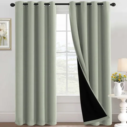 Vista 39 de H.VERSAILTEX Cortinas 100% de opacidad con aislamiento térmico, cortinas opacas completas para sala de estar, cortinas de ventana de eficiencia