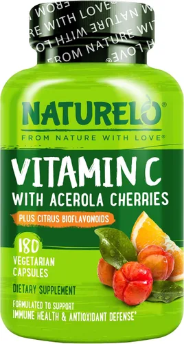 Vista 8 de NATURELO Vitamina C con Extracto Orgánico de Cereza Acerola y Bioflavonoides Cítricos - Suplemento Vegano - Apoyo Inmunológico - 500 mg VIT C por