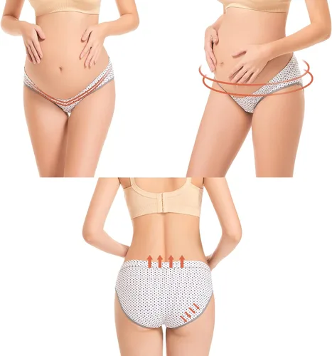 Vista 4 de Dresime Ropa interior de maternidad posparto para mujer, ropa interior de algodón para embarazo, ropa interior debajo del bulto, ropa