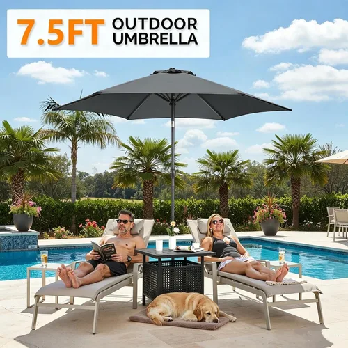 Vista 6 de VINGLI Mesa auxiliar para exteriores con sombrilla de patio de 7.5 pies, mesa de patio pequeña con agujero para sombrilla de 1.57 pulgadas, altura