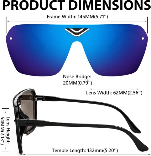 Vista 4 de FEISEDY Gafas de sol cuadradas con parte superior plana para hombres y mujeres de una sola pieza sin marco tonos futuristas Sunnies B9060 65mm