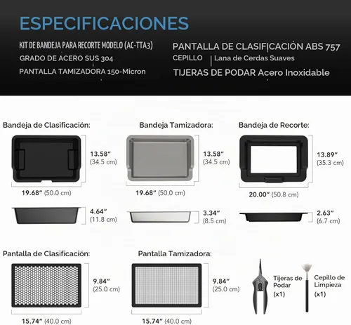 Vista 6 de AC Infinity Sistema de bandeja de recorte grande de 20 pulgadas, kit intercambiable de 3 bandejas y 2 pantallas, diseñado ergonómicamente