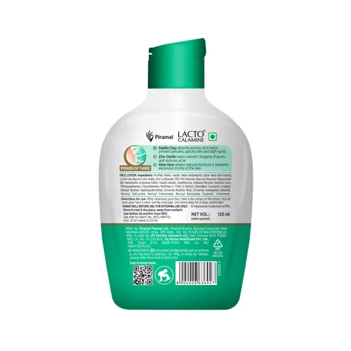 Vista 8 de Lacto Calamine Loción hidratante facial para pieles normales a mixtas Exceso de aceite absorbente y hidratante para refinar poros Matificante