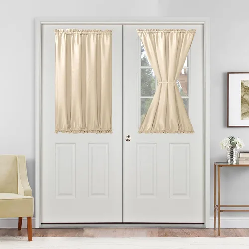 Vista 60 de Cortinas para puerta francesa, color aguamarina, 24 pulgadas de ancho x 40 pulgadas de largo, 1 panel Bolsillo para barra, semitransparente