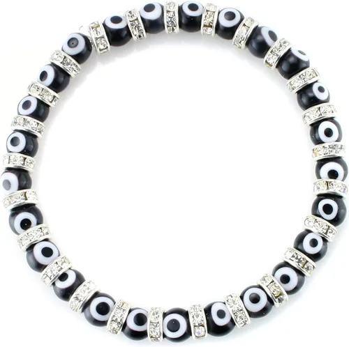 Vista 9 de Pulsera turca de mal de ojo JEWELRIESHOP con cuentas de vidrio de Murano, cuentas transparentes y cristales de espacio para mujer