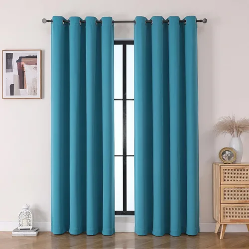 Vista 14 de Flyfun - Cortinas opacas con ojales para dormitorio y sala de estar, juego de 2 paneles, con aislamiento térmico, cortinas de oscurecimiento
