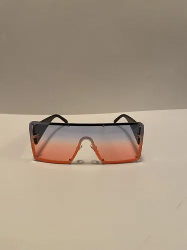 Vista 5 de Gafas de sol de gran tamaño sin montura para mujer con protección UV sombras de moda con bolsa grisrojo