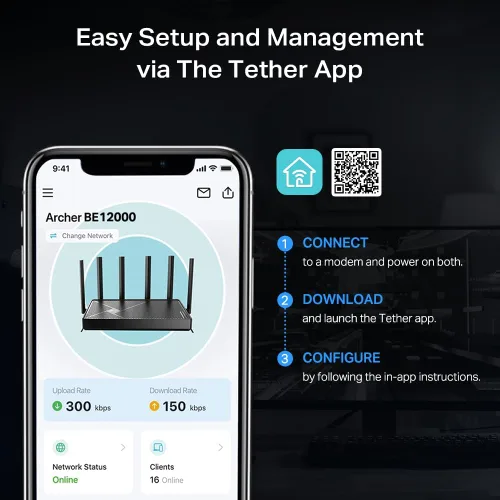 Vista 7 de TP-Link Router Wi-Fi 7 de tres bandas Archer BE12000 (Archer BE670)