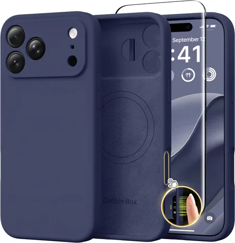 Vista 14 de GolbinBox Funda magnética para iPhone 17, compatible con MagSafe, cubierta de silicona integrada para control de cámara, funda de silicona líquida a