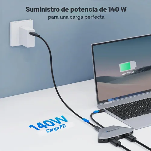 Vista 7 de Cable Matters Adaptador USB C MST de pantalla cuádruple 4K, HDMI/DP