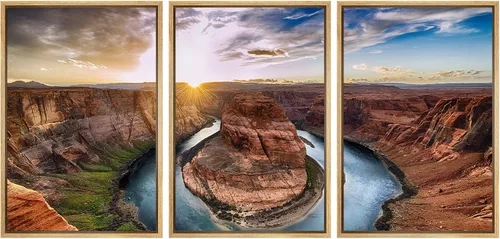 Vista 55 de wall26 Lienzo enmarcado para pared, juego de arte rojo, verde y amarillo, bosque de montaña otoñal, naturaleza, desierto, fotografía, realismo