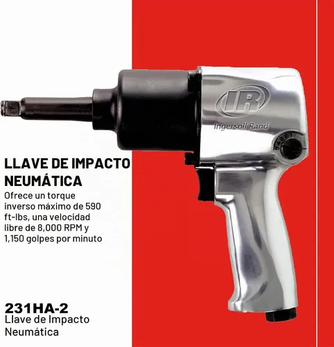 Vista 2 de Ingersoll Rand 231HA-2 - Llave de impacto neumática de 1/2 pulgada, yunque extendido de 2 pulgadas, súper resistente, par de torsión de 600