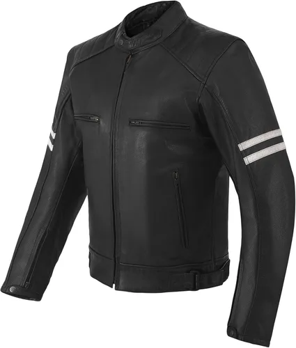 Vista 9 de Chaqueta de motociclista de cuero vacuno prémium para hombre con dos bolsillos ocultos