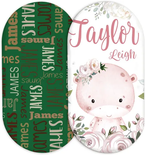 Vista 17 de Juego de 2 sábanas personalizadas para moisés de bebé, ajuste universal para colchón/almohadilla de moisés rectangular, ovalado, de reloj de arena