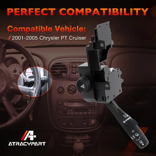 Vista 2 de Interruptor multifunción de señal de giro y limpiaparabrisas, interruptor de combinación compatible con Chrysler PT Cruiser 2001-2005 Reemplaza #
