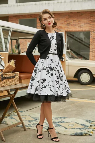 Vista 6 de GRACE KARIN - Vestido vintage sin mangas con escote barco y cinturón, para tardes de té