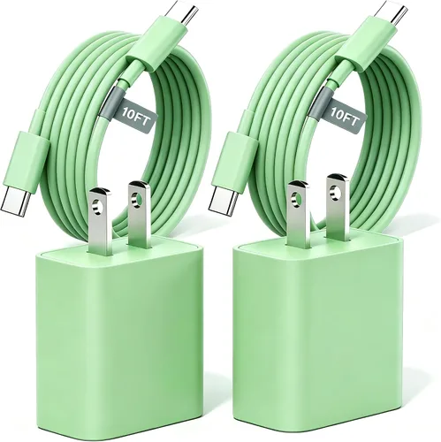 Vista 15 de Matsusho Cargador para iPhone 17, 16, 15, carga rápida, 10 pies, paquete de 2 cargadores de pared USB C de 20 W con cable de carga tipo C de 10 pies