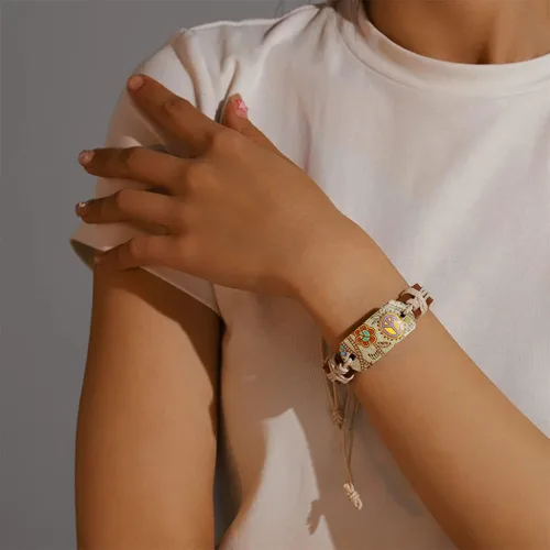 Vista 4 de Pulseras bohemias de cuero para mujeres, niñas y hombres