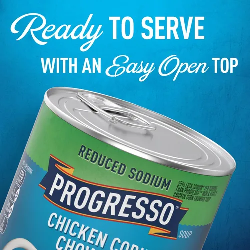 Vista 6 de Progresso Caldo de Maíz con Pollo, Sopa enlatada reducida en sodio, lata de 18.5 oz