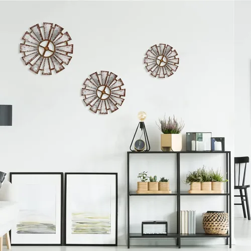 Vista 6 de Yookeer 3 Piezas Decoración de Pared Molino de Viento de Madera Decoración Colgante de Granja Molino de Viento de Madera Decoración de Cocina
