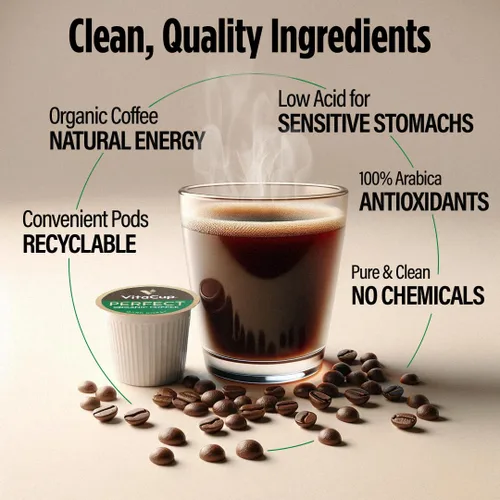 Vista 5 de VitaCup Paquete de cápsulas de café orgánicas bajas en ácido y Keto + crema de café de vainilla y colágeno para dieta delgada y metabolismo, 24
