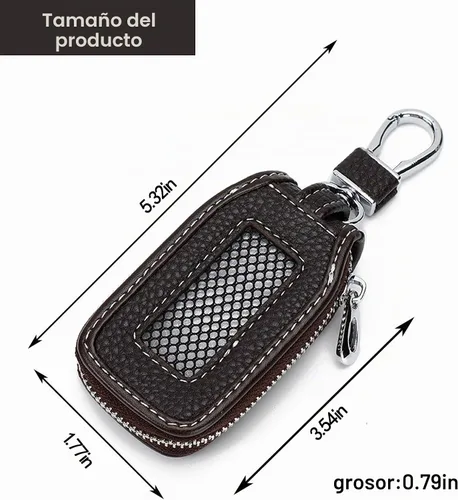 Vista 2 de 2 Piezas Funda de Cuero para Llavero de Coche Estuche Portador Funda para Llave de Coche Protector de Llavero Funda para Llavero de Coche (Marrón)