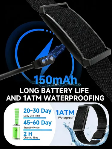 Vista 2 de Pulsera inteligente para hombres y mujeres, rastreador de actividad de salud, monitor de presión arterial continua/frecuencia cardíaca 24/7, monitor