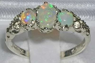 Vista 2 de LetsBuyGold Anillo de plata de ley 925 con ópalo auténtico para mujer