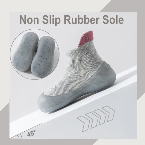 Vista 2 de Hstyle Baby Sock Shoes Toddler Non-Slip Slippers Infant Walking Shoes Soft Rubber Sole Sneakers for Baby Boys Girls
