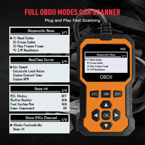 Vista 7 de Escáner OBD2 profesional V410 y herramienta de diagnóstico de coche - Lector de código automático para todos los vehículos, lector de códigos